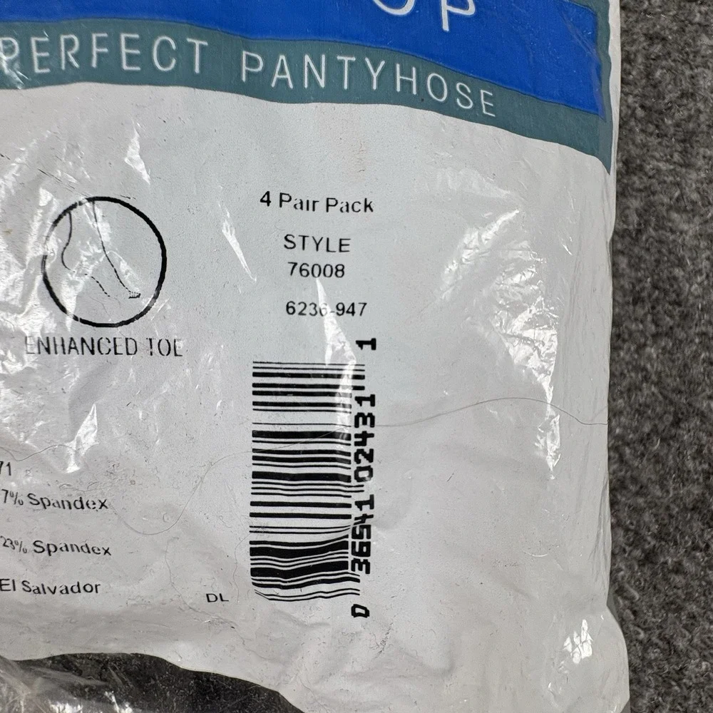 Vintage Y2K L'eggs Sheer Comfort Control Top Pantyhose Size B Jet Black 4 Pair